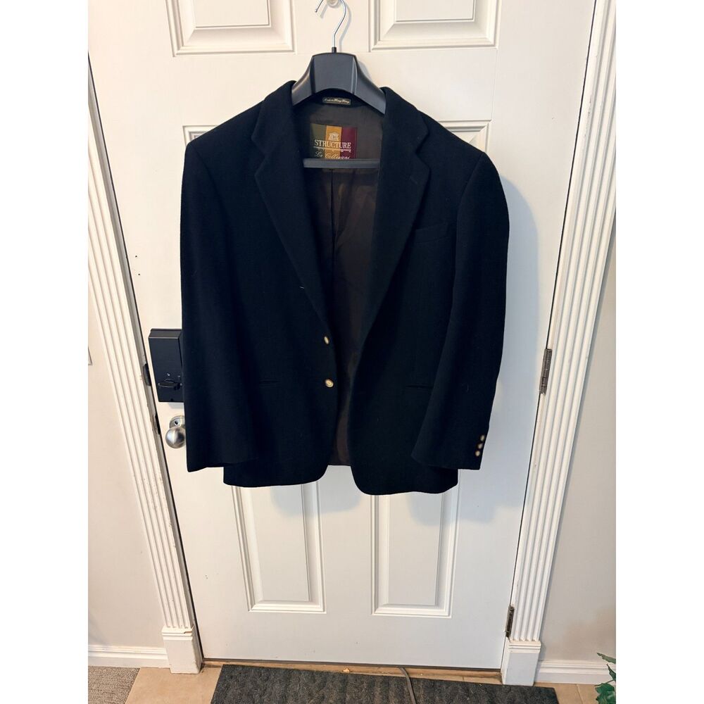 Structure Le Collezioni Navy Blue Cashmere Wool Blend Mens Size Medium